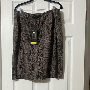 STYLE & CO Brown and Black Pencil Comfort Waist Snake-print  Skirt